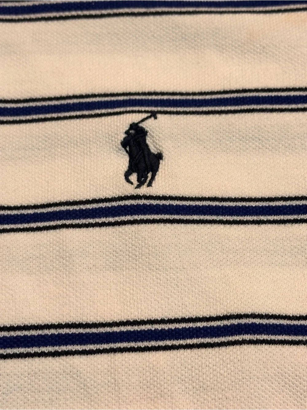 Ralph Lauren White Polo Shirt with Navy Stripes